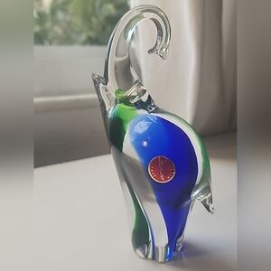 Vintage 1960's Handblown Murano, Italy Art Glass Elephant Figurine 5.5"